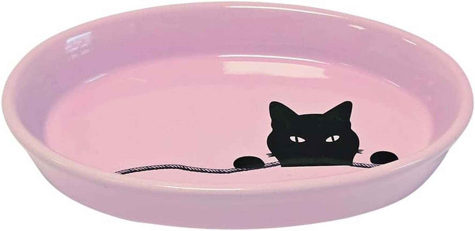 Nobby Cat Ceramic Bowl Oval Wilson Pink 17 X 11 X 2.5 Cm, 120 Ml