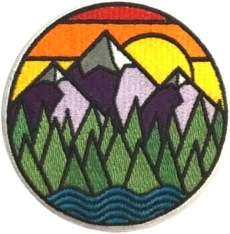 Patchclub Mountain and River Adventure Outdoor Patch, 2 Inches - Colorful Embroidered Cool Iron On/Sew on Patches