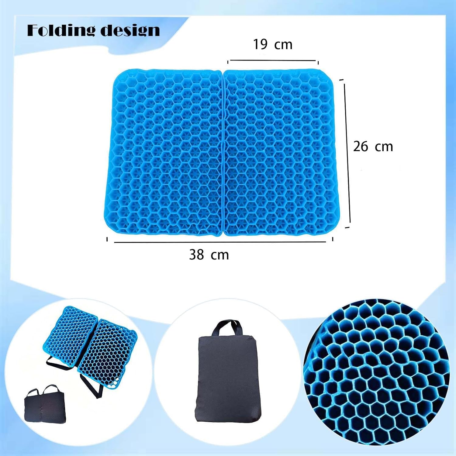 Portable Travel Seat Cushion, Breathable Comfortable Seat Cushion， for Home，Office Chair, Car, Outdoor (Black) image number 6