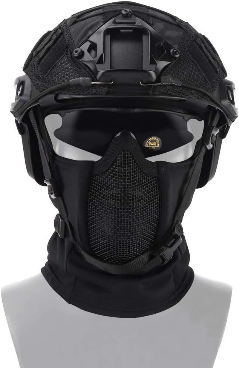 Tactical Gear Breathable Balaclava Mesh Mask Ninja Style Full Face Airsoft Mask Windproof Motorcycle Cycling Hood Neck Warmer