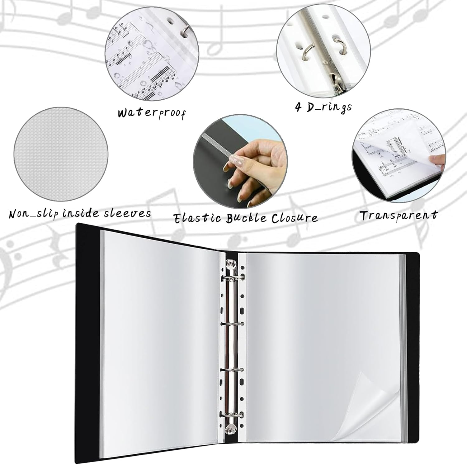 70 Pockets Portfolio Binder with Plastic Sleeves, Presentation Book Display 140 Pages File Folder for Artwork, Sheet Music, Document, Diamond Painting image number 5