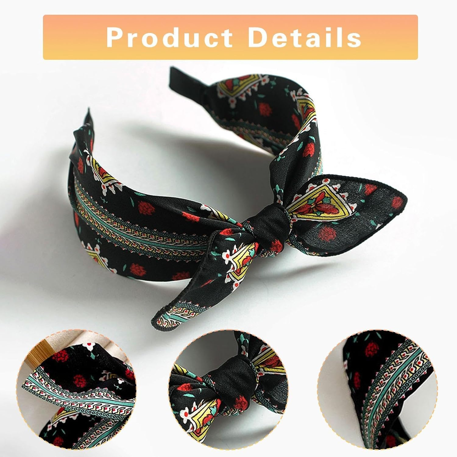 3 X Bow Bands and 3 X Elastic Hair Rings, Retro Hair Accessories, Fashionable and Personalised Hair Accessories, Hairstyle Decorations. image number 2