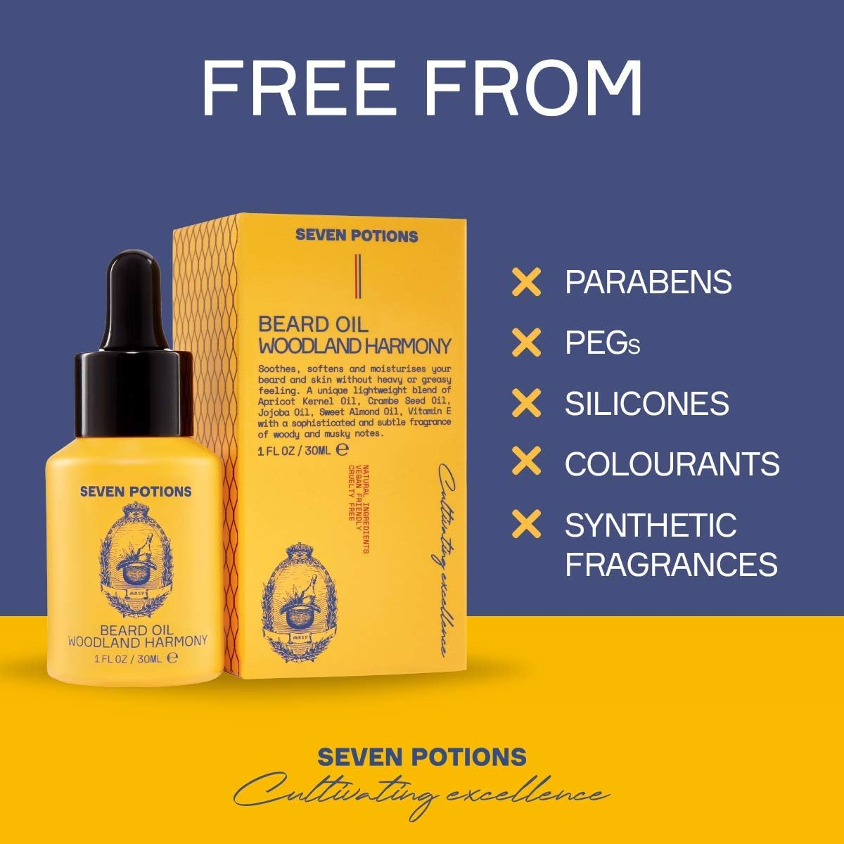 Seven Potions Premium Beard Oil for Men &mdash; Jojoba Oil Beard Softener to Nourish Skin, Hair, and Stop Beard Itch &mdash; All-Natural, Vegan, Cruelty Free &mdash; Woodland Harmony Scent (30Ml) image number 2