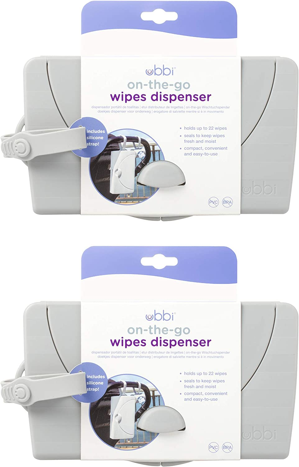 Ubbi On-The-Go Baby Wipes Dispenser, Portable Wipes Container for Travel, Diaper Bag Accessory Must Have for Newborns, Reusable Wipes Holder, Gray image number 2