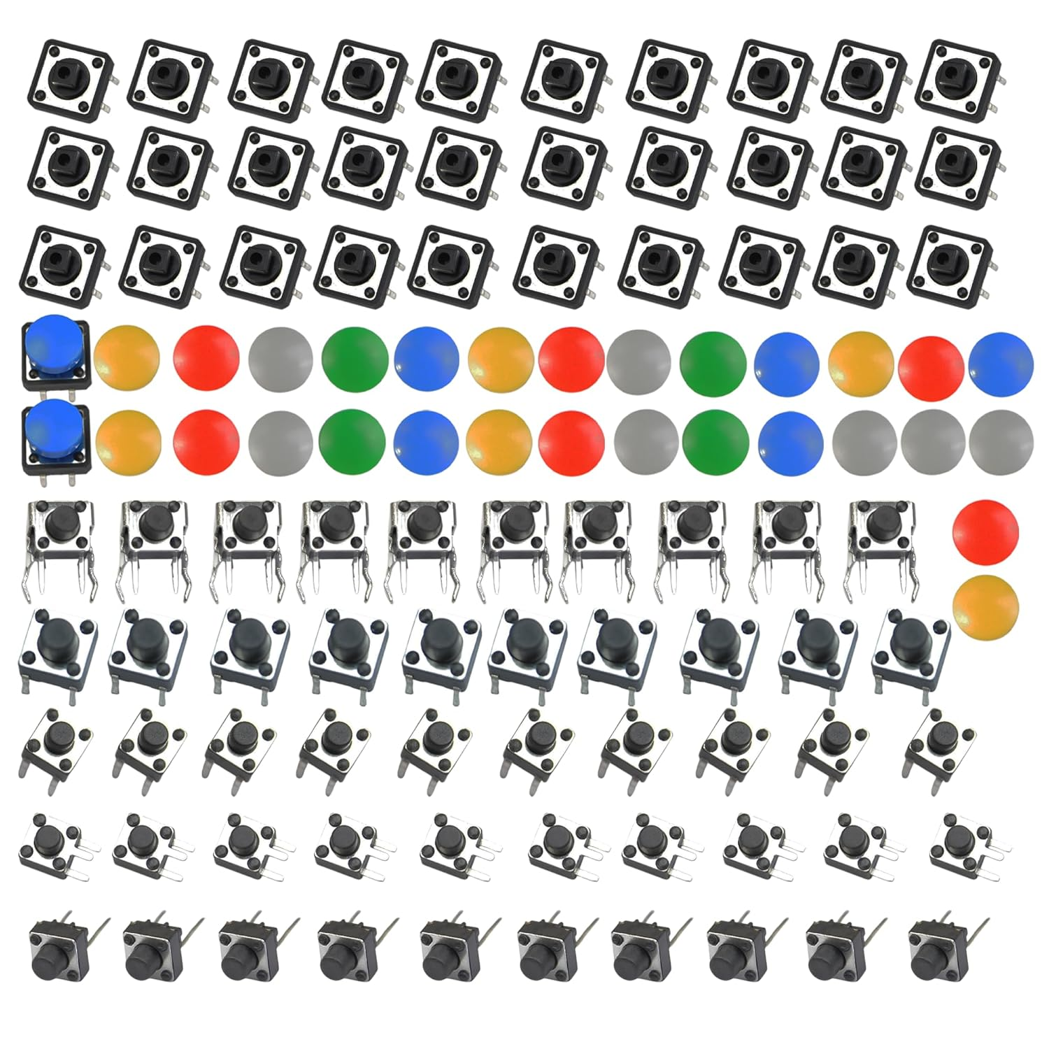 Lonely Binary 120-Piece Tactile Push Button Switch Kit &ndash; Includes 12X12Mm & 6X6Mm Switches, Color Caps, 90&deg; Angle & 2-Pin Switches &ndash; for Arduino, Raspberry Pi, ESP32 & DIY Electronics image number 4