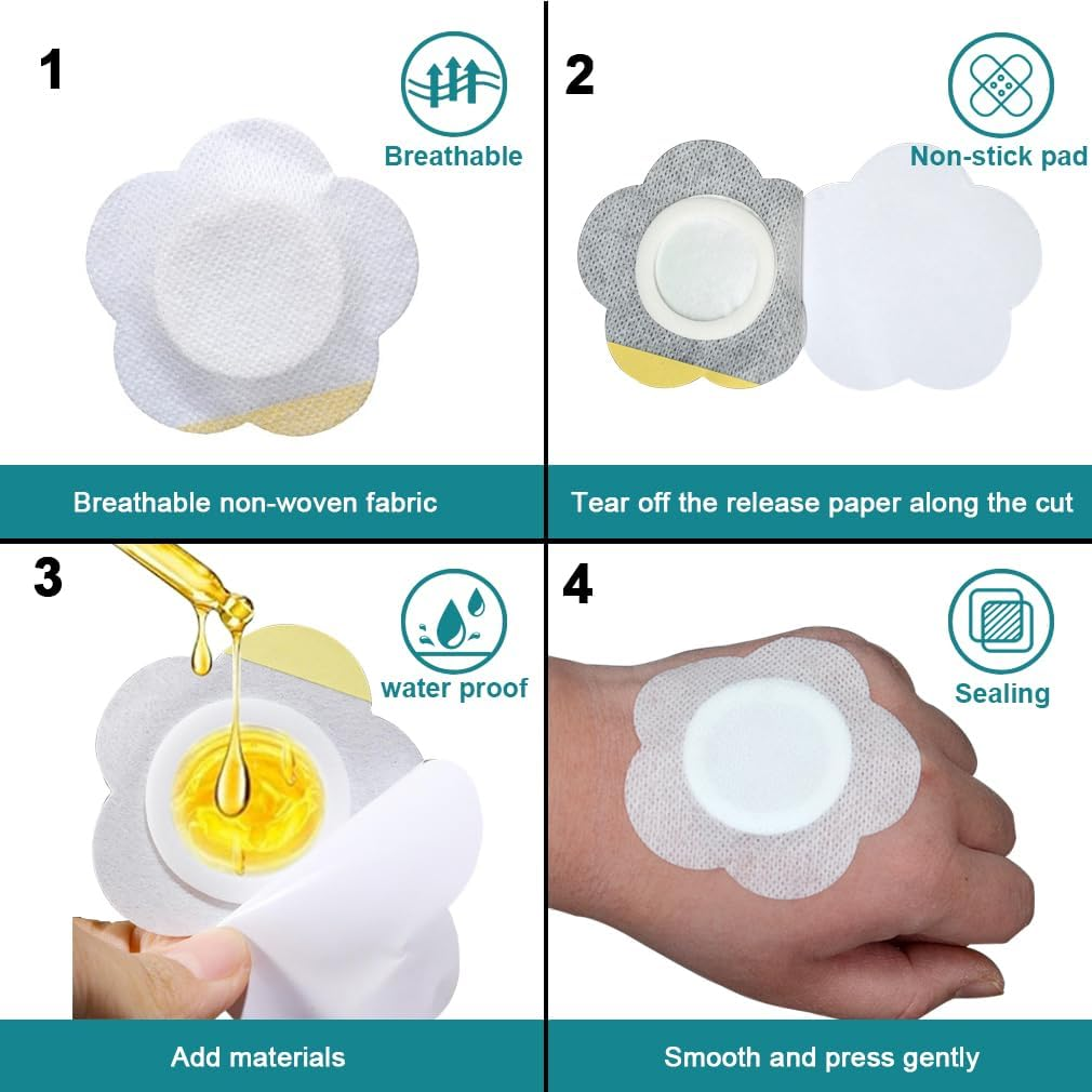 50Pcs Castor Oil Pack Wrap for Belly Button, 6Cm Non-Woven Castor Oil Patches, Self Adhesive Belly Button Patch, Highly Absorbent Castor Oil Patches for Work Sleep (Without Oil) (8CM)