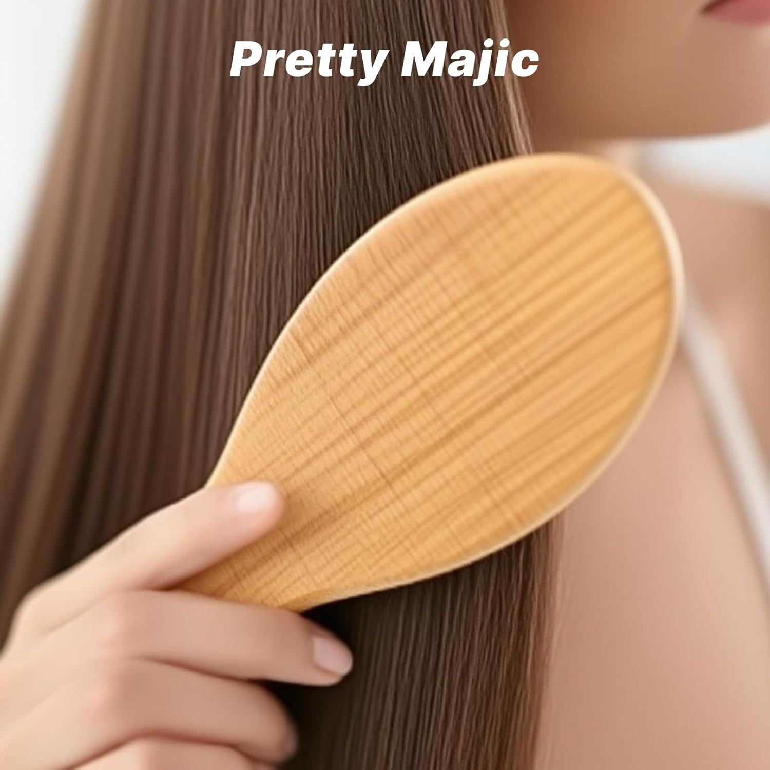 Bamboo Paddle Wooden Hair Brush, Eco-Friendly Natural Bamboo Wooden Brush with Air Cushion, Wide Tooth Comb for Scalp Massage, Reduces Frizz, Suitable for All Hair Types, Durable Hair Care Tool image number 3