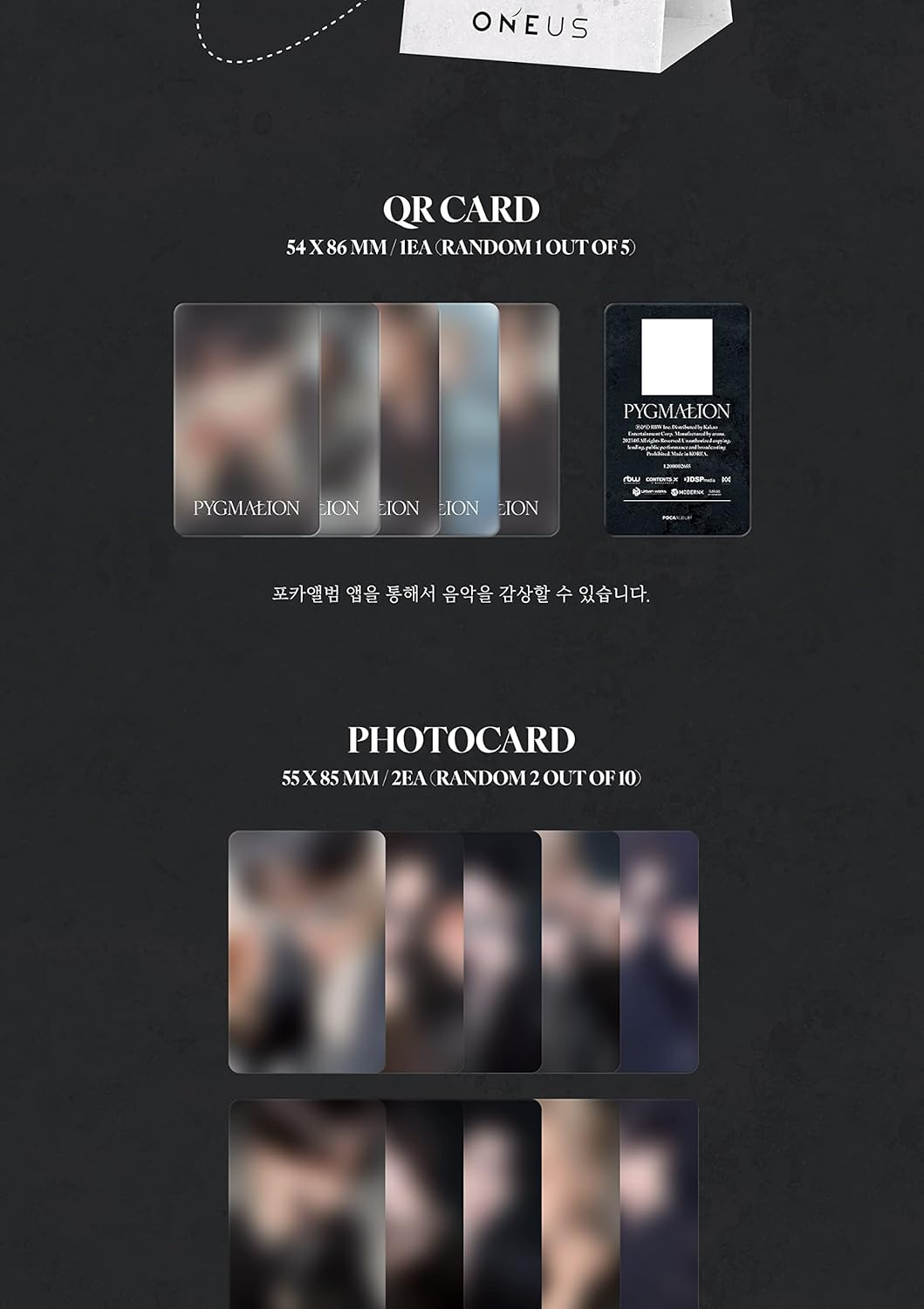 ONEUS PYGMALION 9Th Mini Album POCA Version Photostand+1P QR Card+2P Photocard+2Ea Sticker+Tracking Sealed image number 4