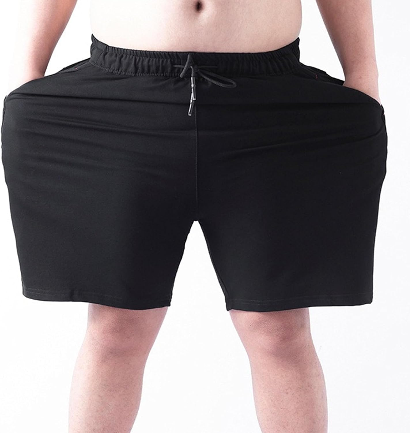 Gsywaipei Men'S Solid Cozy Cotton Sweat Shorts Joggers Elastic Waist Sports Shorts Pockets Running Training Jogging Short, Black 2, 4X-Large