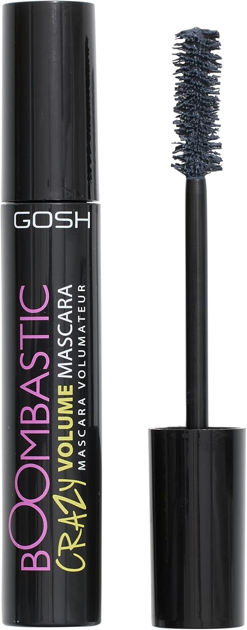 GOSH Boombastic Crazy Mascara for Extreme Volume and Long Eyelashes, Volume Mascara with Precise Brush Head, Eyelashes without Clumps, Skin-Friendly and Fragrance-Free, 004 Classic Grey