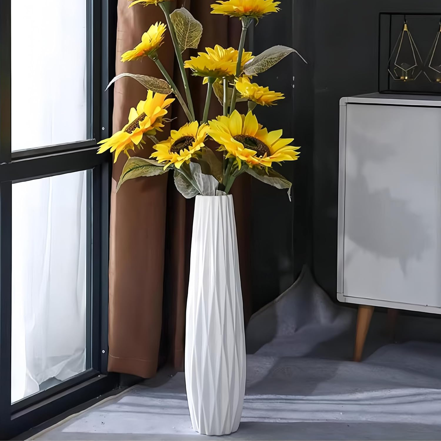 White Tall Floor Vase, 28" Ceramic Large Vase, Decorative Flower Vases for Modern Home Decor Living Room Office Bedroom Kitchen Wedding Centerpieces Farmhouse D&eacute;cor image number 6