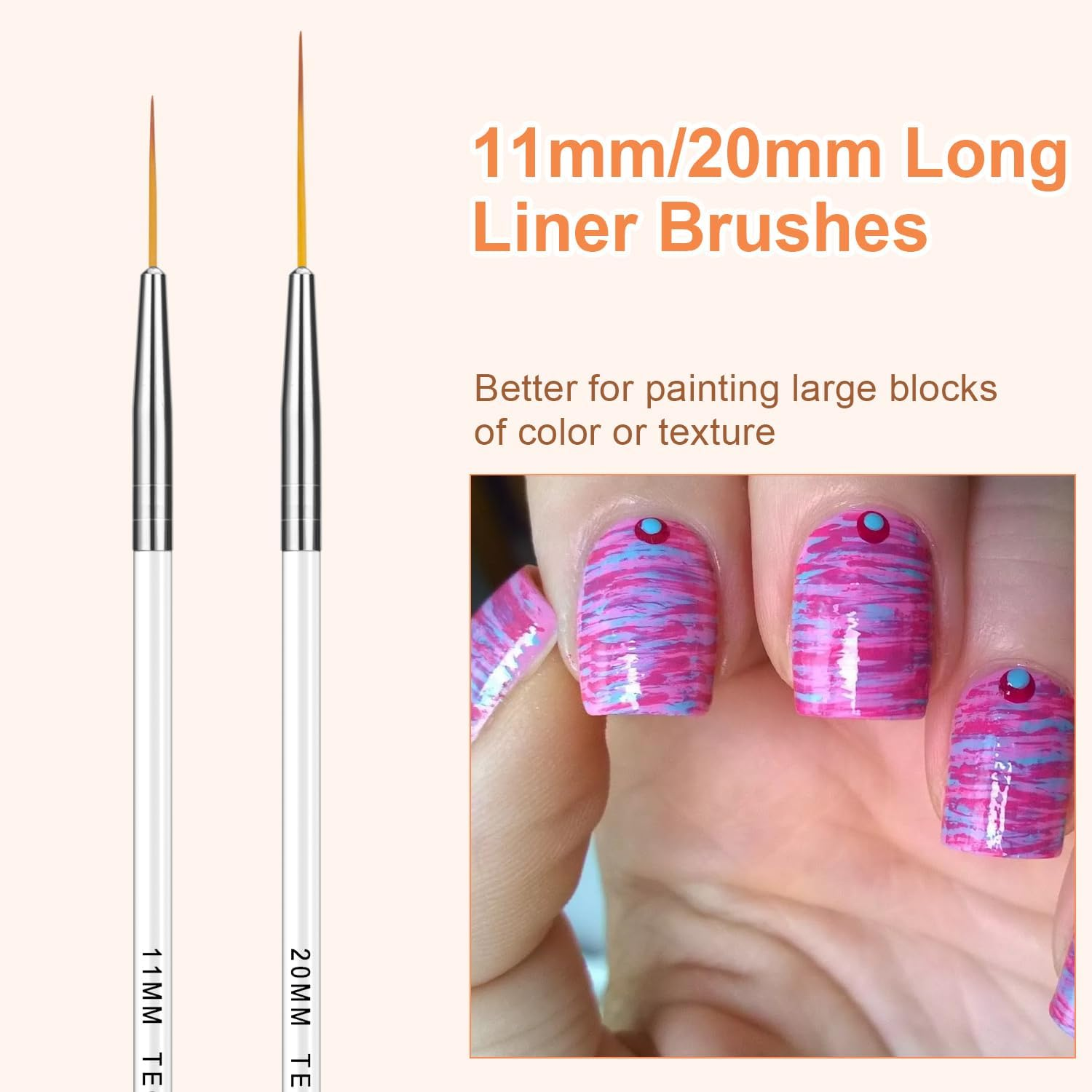 TEOYALL Fine Eyeliner Brush for Nail Art 5/7/9/11/20Mm Fine Line Brush for Fingernails Detail Drawing Brush image number 6