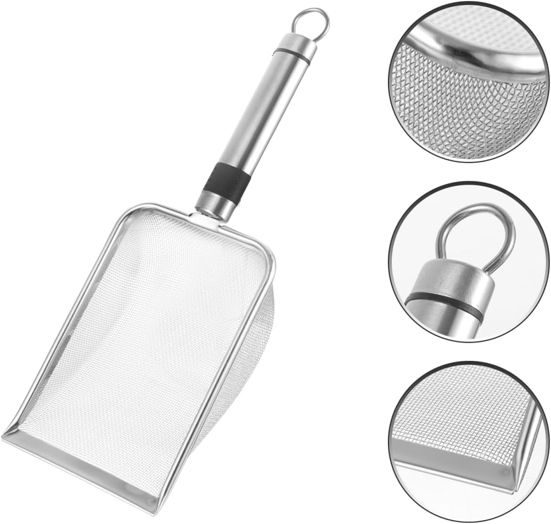 Hohopeti Stainless Steel Reptile Litter Scoop with Fine Mesh Sifter Lightweight Sand Shovel for Tortoise Lizard Snake Terrarium Cleaning Tool image number 2