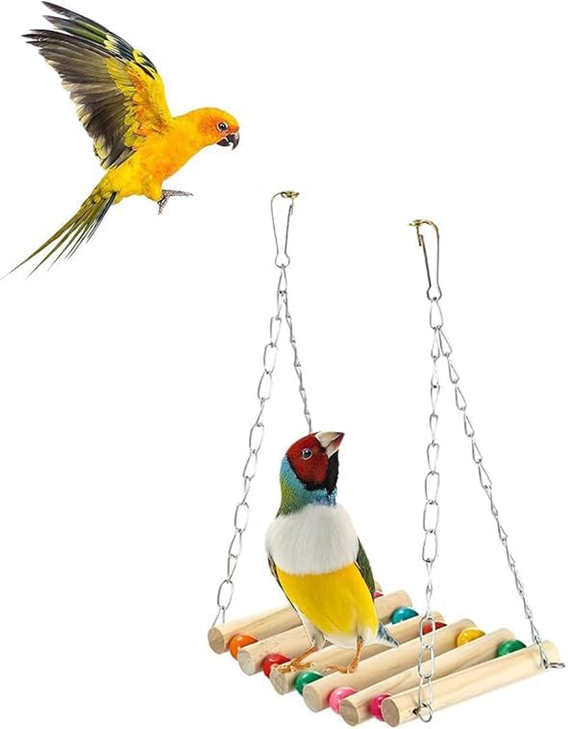 WEZCHUGHAOL 2 Pcs Bird Cage Bridge Bird Bridge Bird Toys for Parakeets Bird Ladder Toys for Hamsters Bird Chewing Toys Wood Parrot Ladder Rope Bridge Play Tunnel Pet Bamboo Birds Birdcage