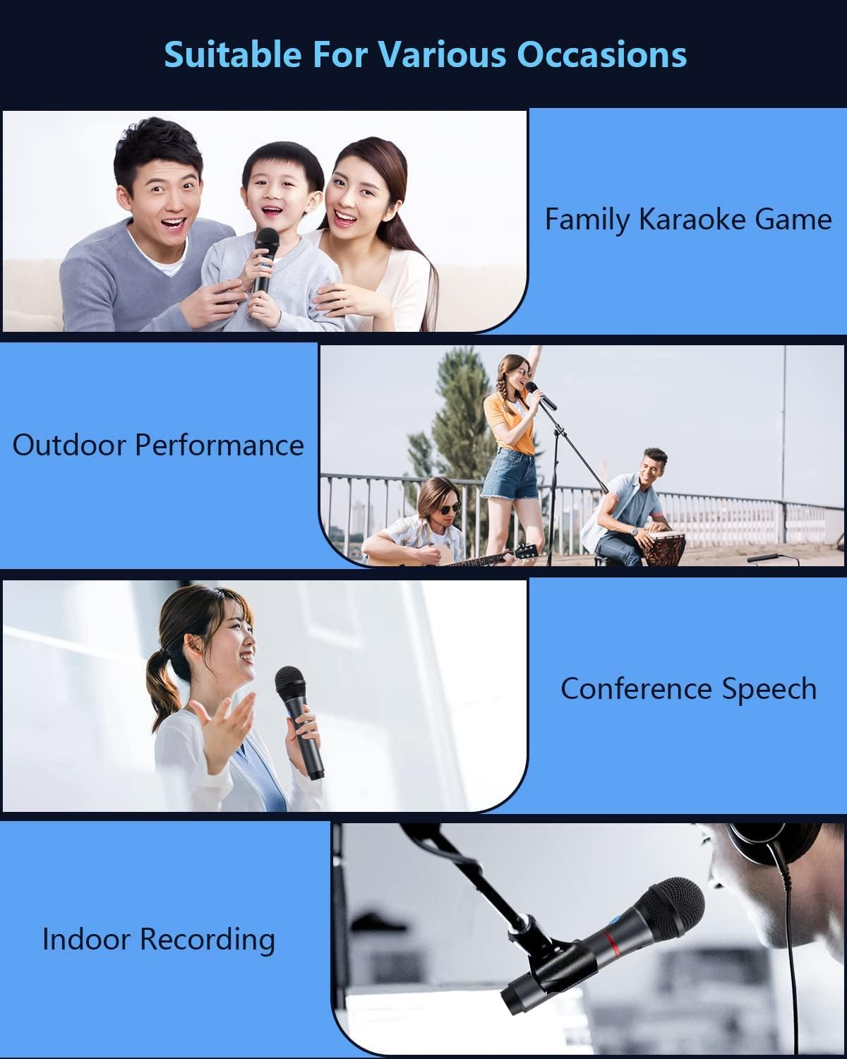 Lococo Wireless Microphone,Uhf Metal Rechargeable Handheld Dynamic Mic with USB Receiver Mute Function for Karaoke Party,Computer,Mobile Phone,Amplifier,Pa System,Singing Machine image number 4