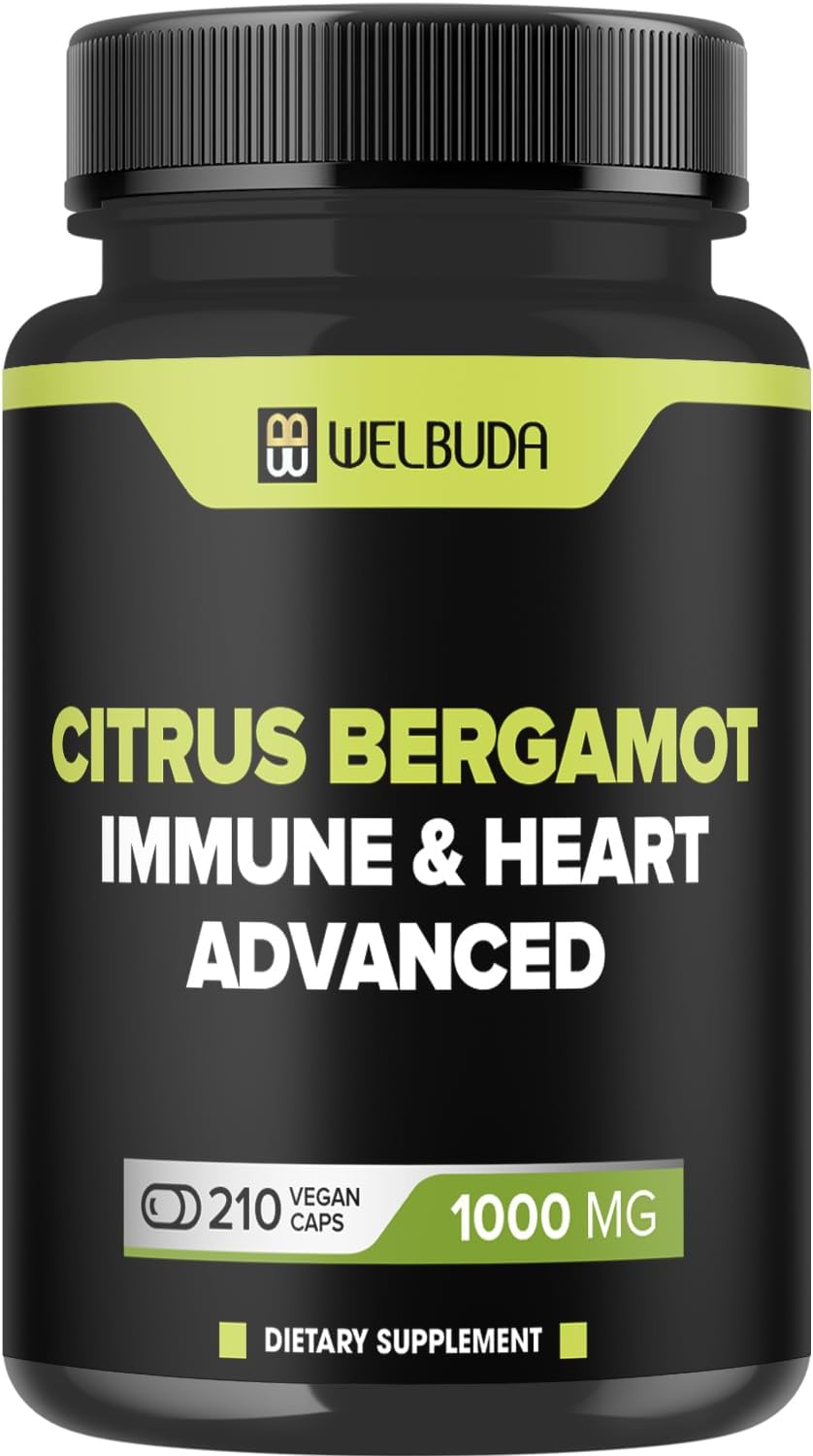 Citrus Bergamot Capsules with Advanced Immune Blend Elderberry, Echinacea, Garlic Bulb, Olive Leaf, Astragalus & Heart Blend Black Chokeberry, Olive Leaf, Hawthorn, Garlic and Hibiscus - 210 Pills