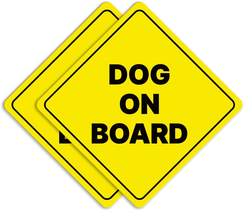 GEEKBEAR Dog on Board Car Sign - Sticker or Magnet & Color Options, Weather-Resistant - Diamond Shape 6.8 X 6.8 in (Mint, Reflective Magnet)