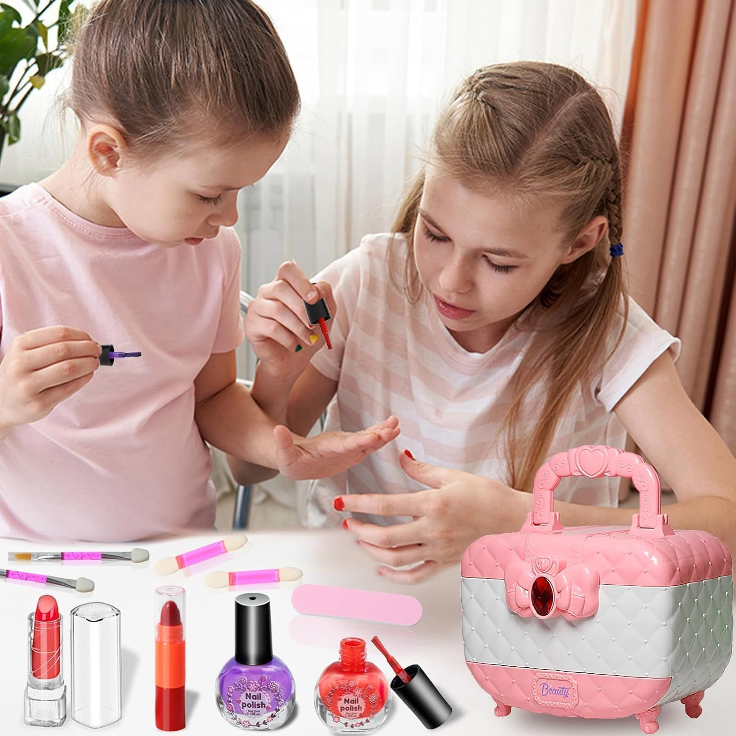 Kids Makeup Kit Toys - 41 Pcs Real Makeup Set for Little Girls - Prtend Play Cosmetic Case, Safe & Washable, Little Girl Makeup Set - Girls Toys Age 3-12 image number 5