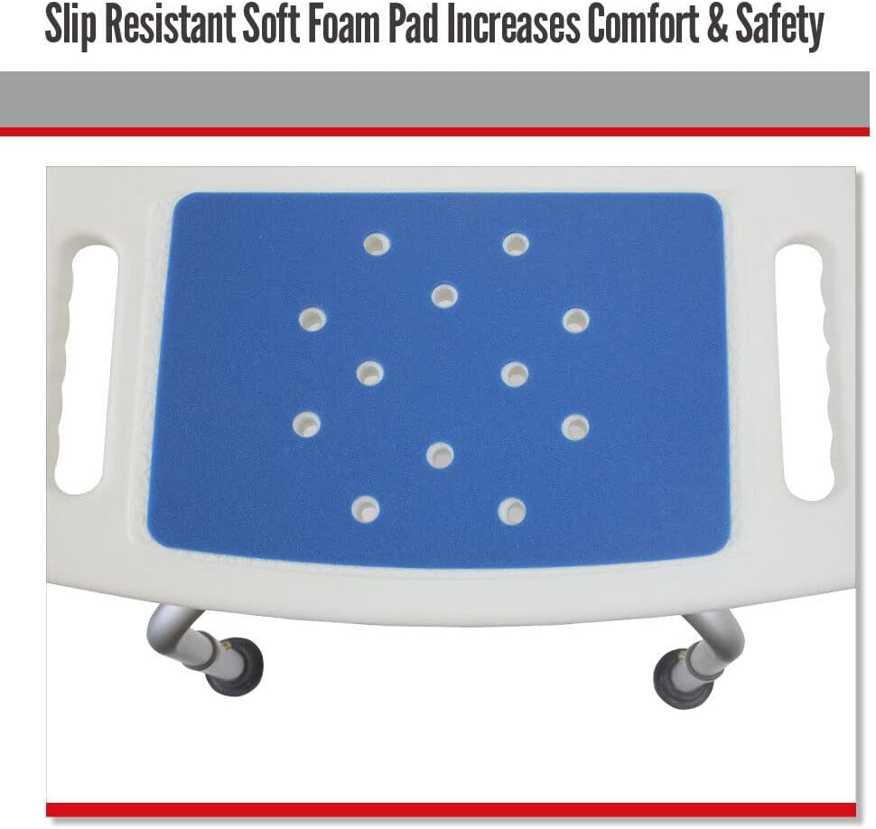 Aluminium Shower Seat Chair Stool Bench with Backrest Soft Pad Adjustable Height image number 4