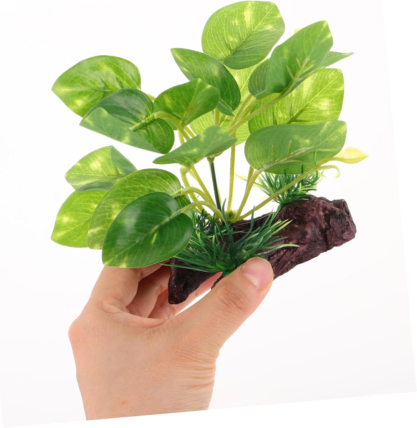 GANAZONO 2Pcs Simulated Aquatic Plants Artificial Fish Tank Decorations Fake Water Grass Leaves for Reptile Terrarium Habitat Turtle Tank Accessories image number 5