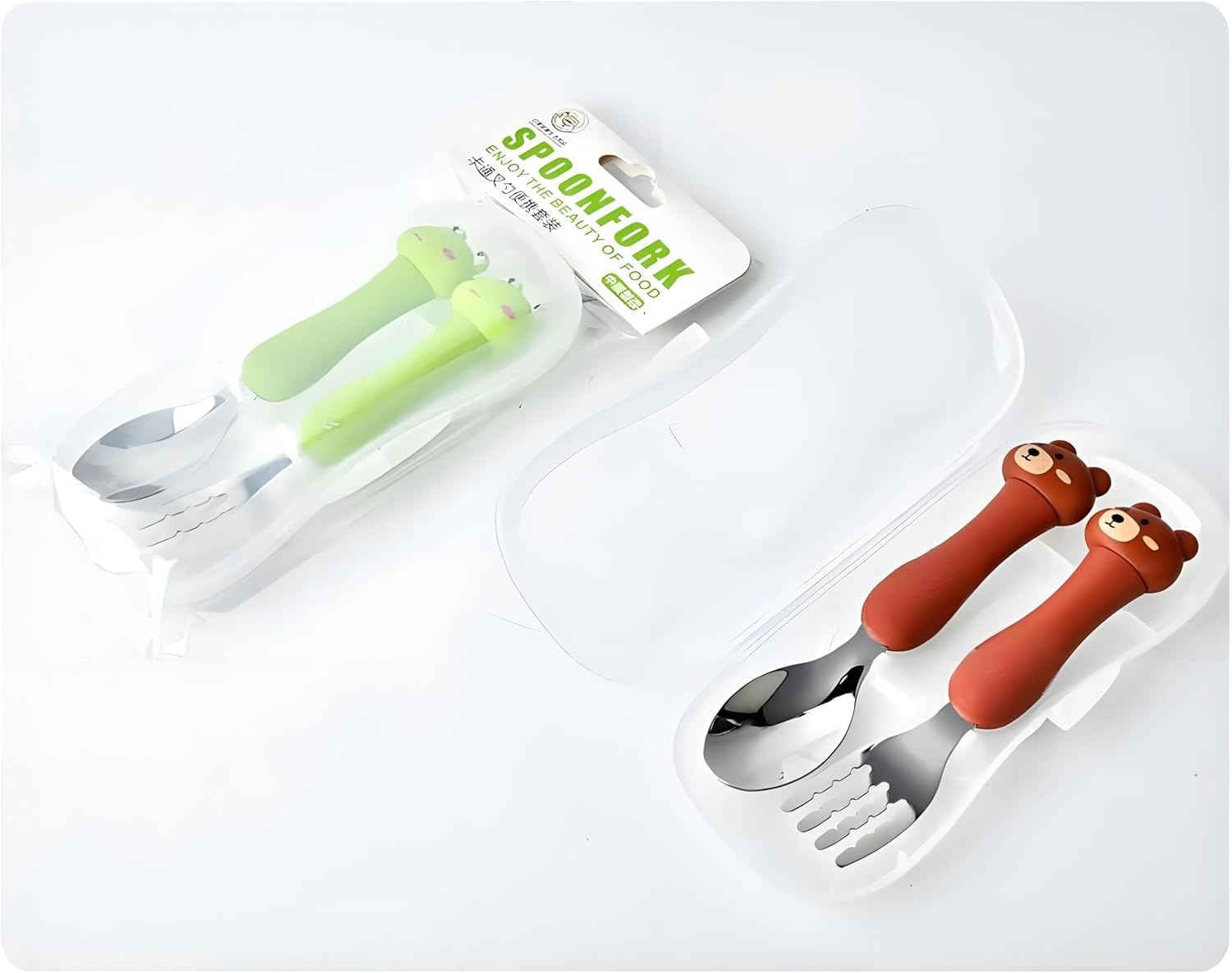 2 Piece Travel Carry Set,Portable Tableware for Children,Toddler Spoon & Fork Set with Travel Case image number 5