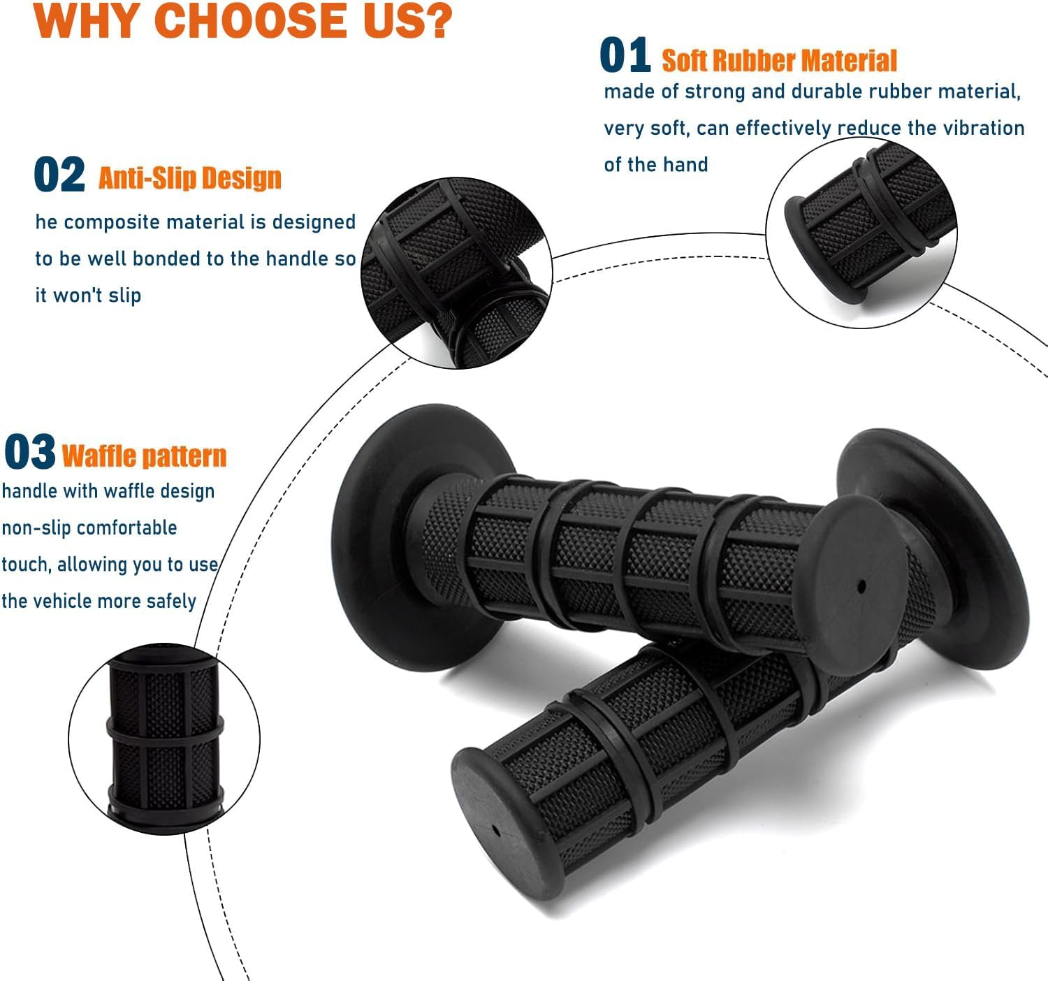 SILHOL Universal Motorcycle Grips 22Mm, Non Slip Rubber Handlebar Grips Fit Harley, Honda, Yamaha, Suzuki, Kawasaki and Dirt Bikes Black image number 4