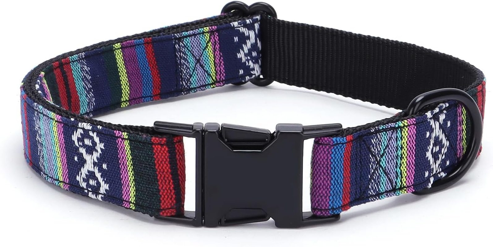 Haoyueer Multi-Colored Stripe Dog Collar, Soft Adjustable Dog Collars with Metal Buckle for Small Medium Large Dogs, Perfect Pet Collar Gift (M, Red)