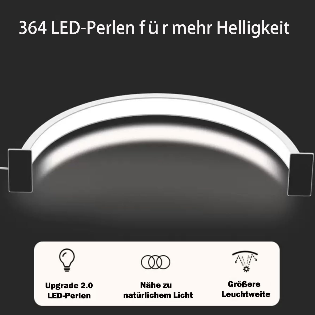 Aipaite L52 Cm (20.47 Inches), H30 Cm (11.81 Inches) Crescent Moon Lamp, Eyelash Cutting Table Lamp, Reading Lamp, Nail Lamp for Nail Table, Interior Lighting Table Lamp, Nail & Face Care Desktop image number 2