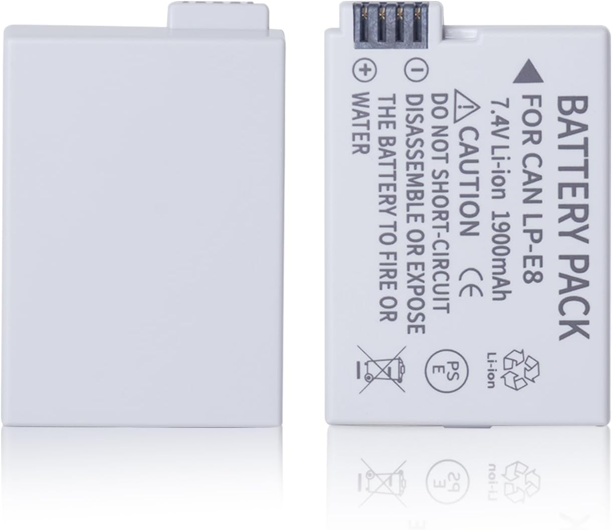 KWTOUL LP-E8 LC-E8E 1900Mah Li-Ion Batteries Compatible with Canon EOS Rebel T5I, T4I, T3I, T2I, EOS 550D, 600D, 650D, 700D, Kiss X4, Kiss X5, Kiss X6 Cameras image number 1
