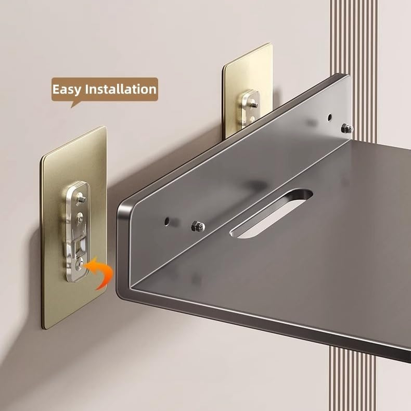 Wi Fi Router TV Projector Wall Mount Shelf Organizer Storage Holder Rack Stand,Projector Shelf,Floating Entertainment Center Shelves,Wall Mount Floating Small Grey image number 2