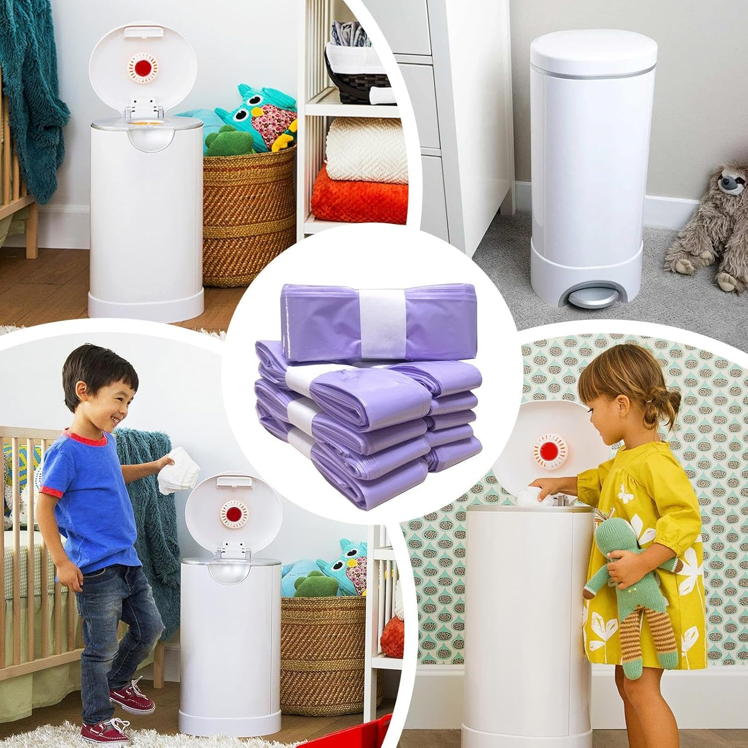 Vriusi Diaper Bucket Refill Bags, Diaper Bin Liners, Odor Control, 10 Packs Nappy Bin Refill Bags, Cat Litter Refill Garbage Bags image number 6