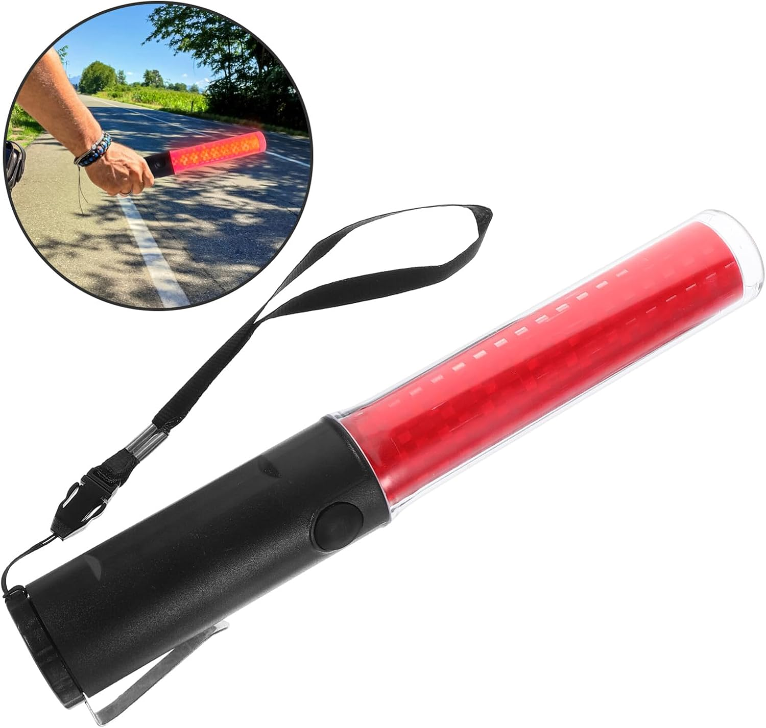Iplusmile Signal Traffic Wand Traffic, Red LED Traffic Control Wand Control Wand Safety Traffic Light for Parking Guides Outdoor Camping Concert image number 1