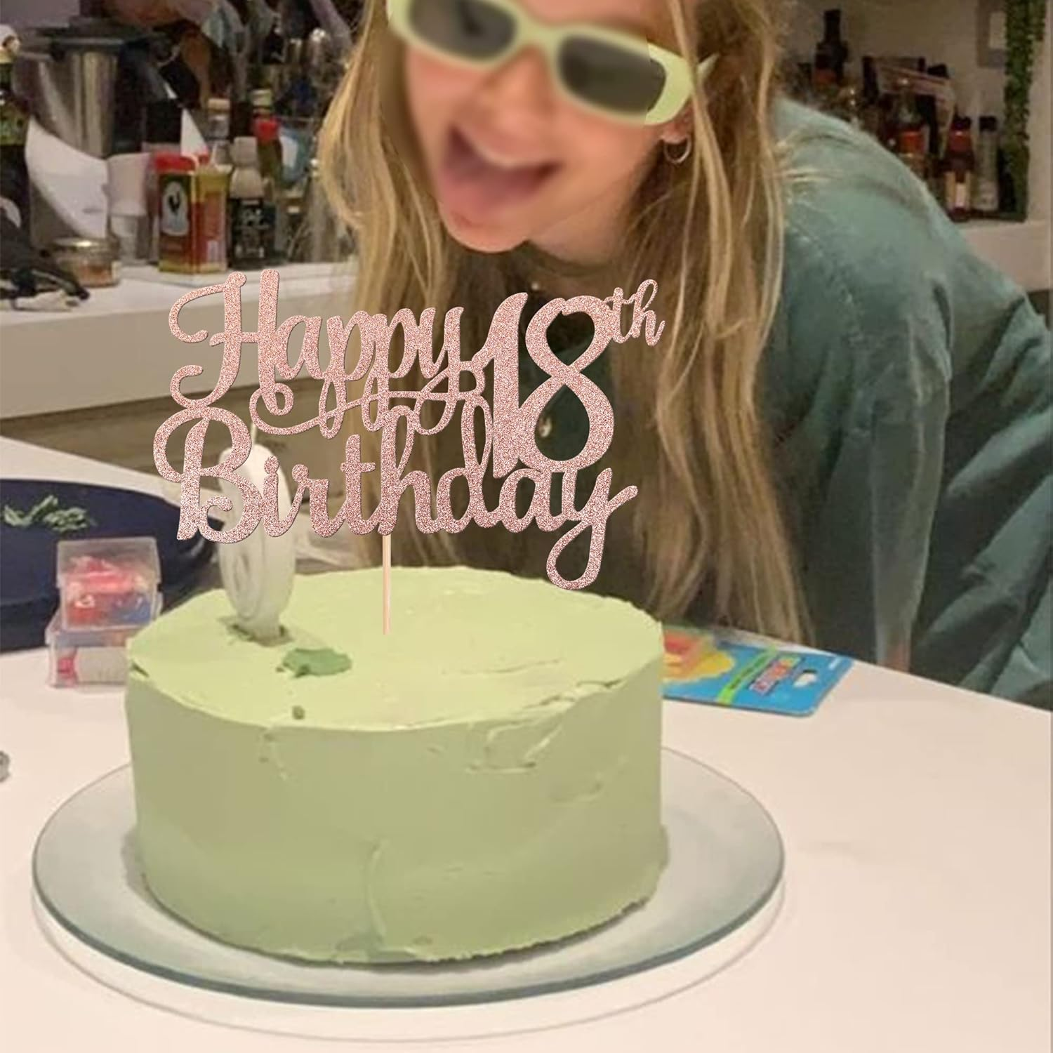 1 PACK Happy 18Th Birthday Cake Topper Glitter Cheers to 18 Years Birthday Cake Pick 18 Fabulous Cake Decoration for Happy 18Th Birthday Theme Party Decorations Supplies Rose Gold - 13Th image number 7