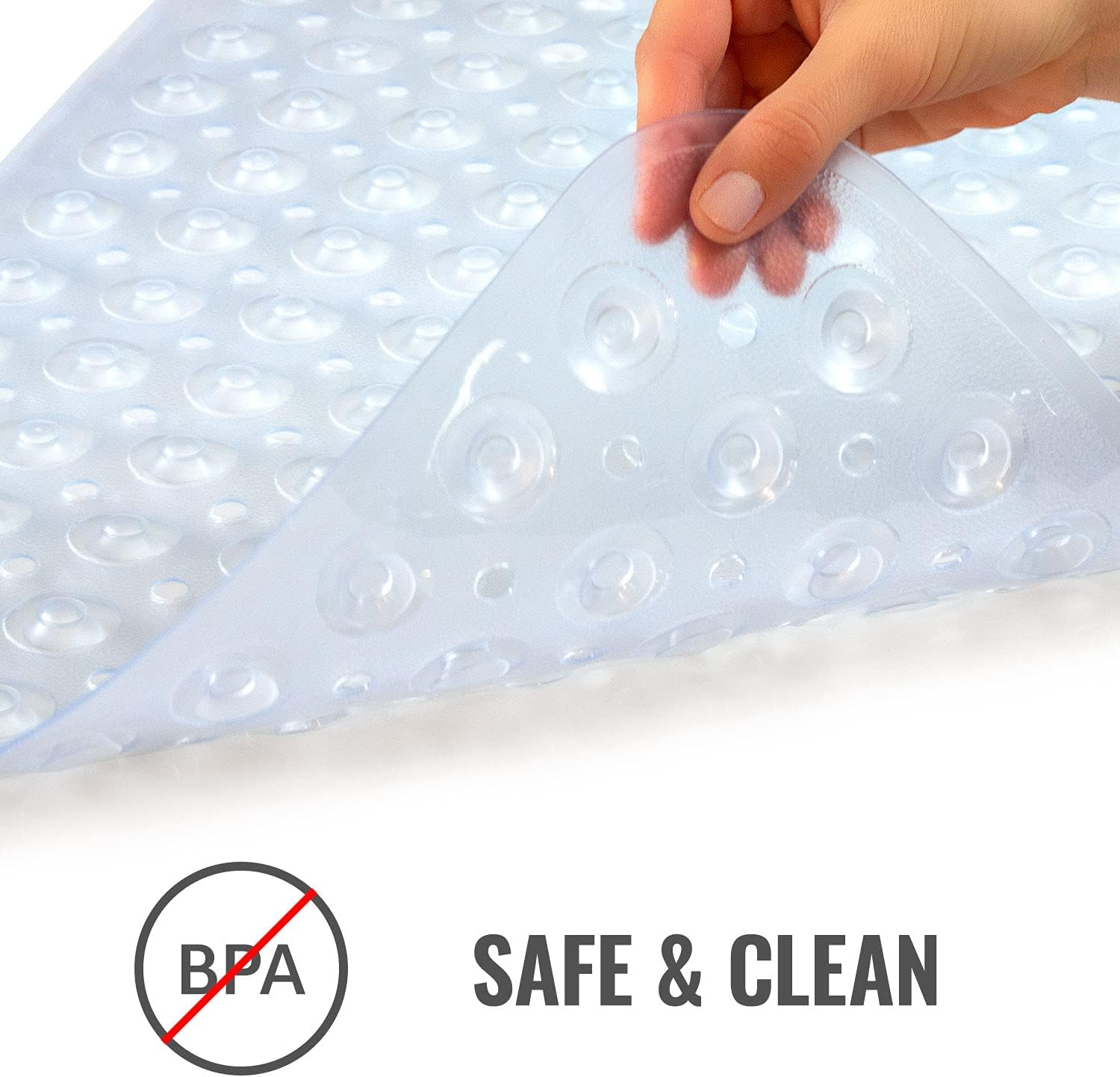 Healthsmart Bath Mat Extra Large No Slip Shower & Bathtub Mat with Suction Cups and Drain Holes for Anti-Slip Grip, Machine Washable, Extra Large, 40 X 15.5, Clear (Pack of 1) - Green image number 6