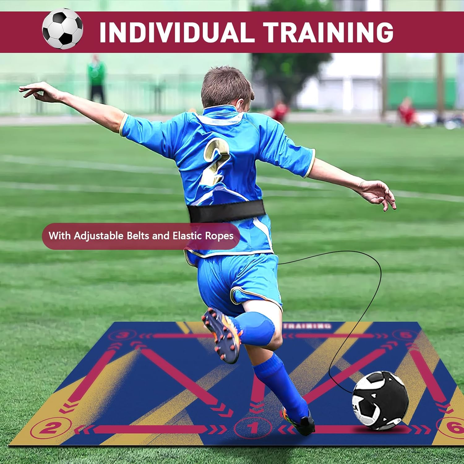 MIAOKE Soccer Training Mat, Football Footstep Training Mat for All Levels, Anti-Skid Soccer Footwork Training Mat,Equipment for All Ages to Improve Speed, Strength (Classic)