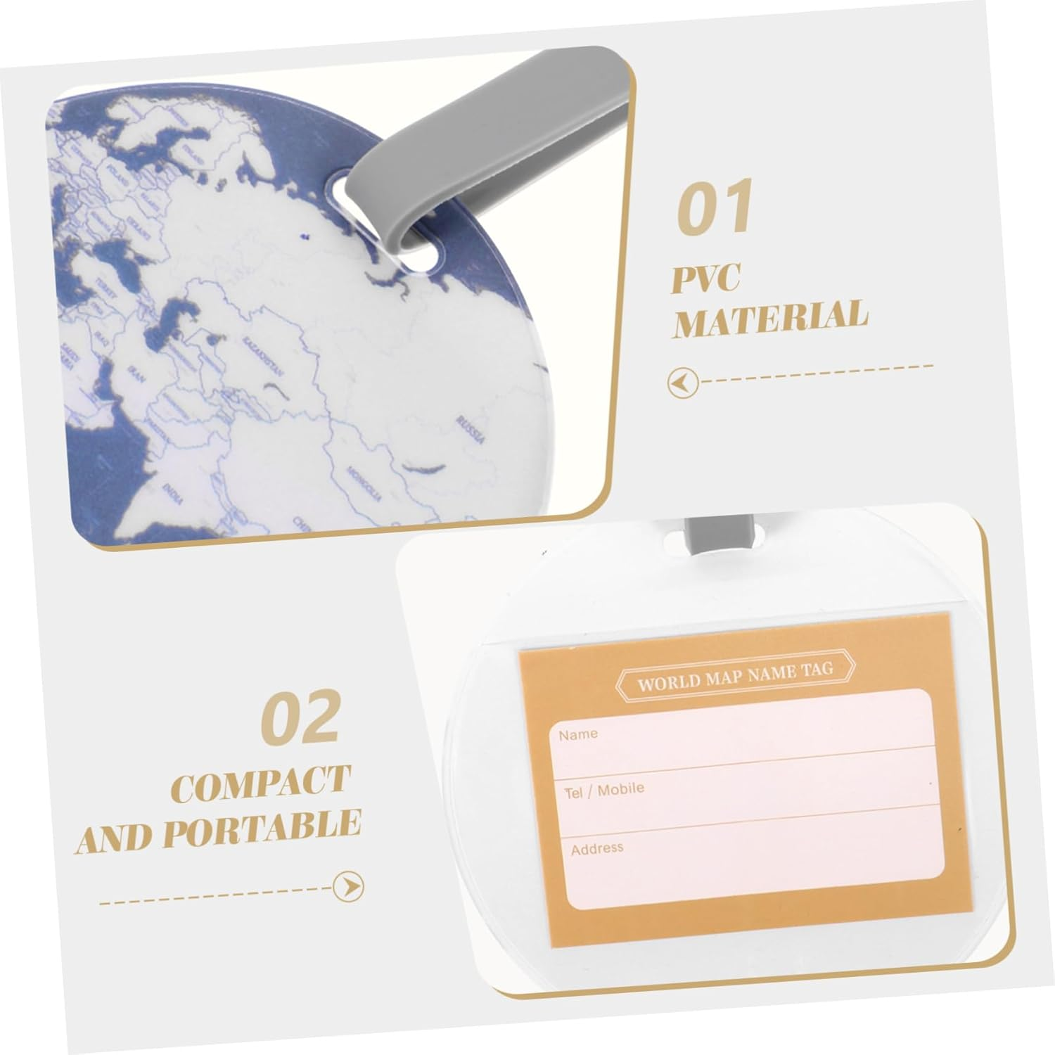 SHERCHPRY Funny Luggage Tags Suitcase Tag Identifier World Map Design for Travel image number 6