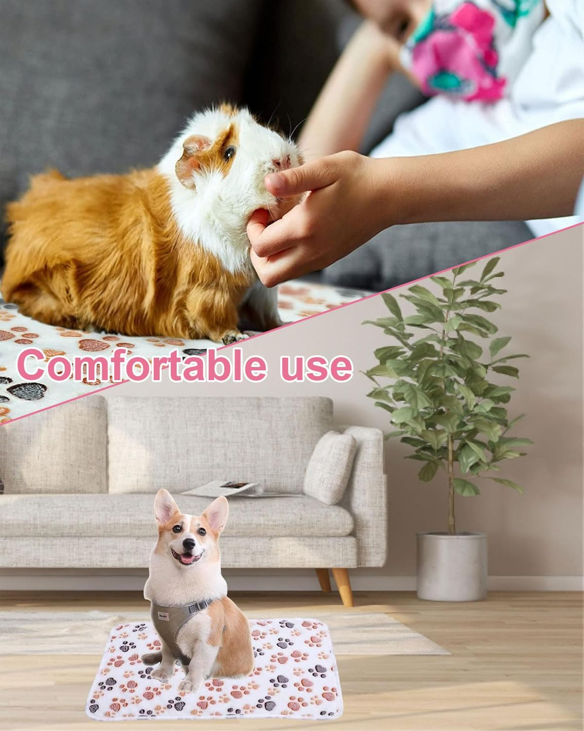 SCJJZ Pack of 2 Cat Blankets, Cat Blanket for Cats, Cuddly Blanket Dog Washable and Fluffy Soft and Warm Blankets Pets for Small Medium Dogs Cats Pet Blanket Sleeping Mat 40 X 60 Cm image number 1