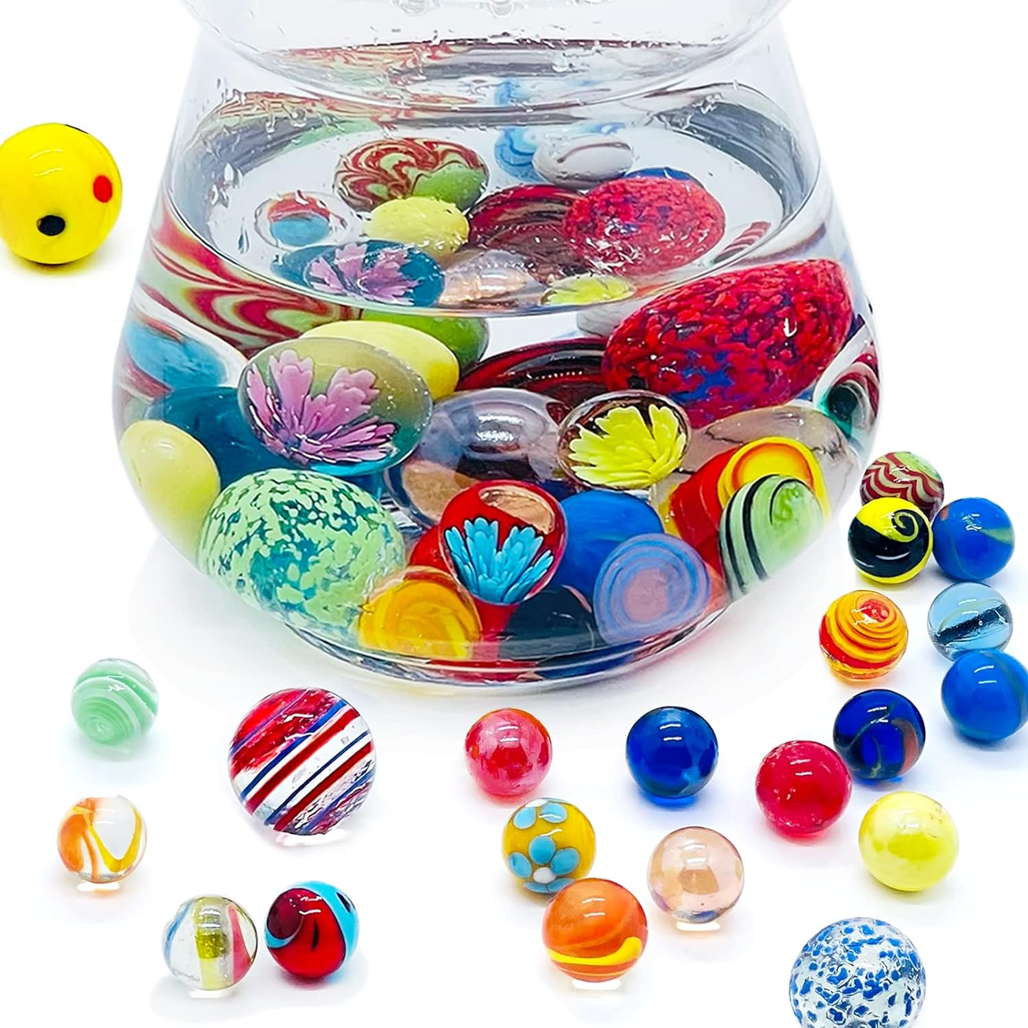 100 Assorted Marbles Bulk Cheap for Kids Ages 4-8-12 Play Physical Therapy Glow in the Dark Glass (LZH100MARBLES) image number 6