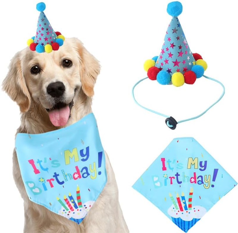 Dog Birthday Set, Dog Birthday Party Supplies, Dog Birthday Hat, Dog Bandana, Birthday Party for Puppy Cat Pets (Set of 8) image number 4