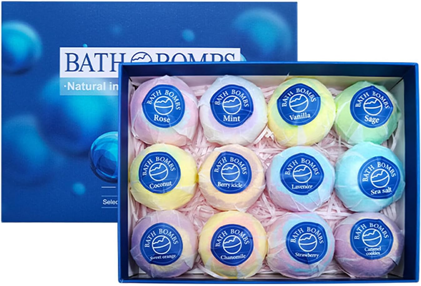 12Pcs/Set Luxurious Bath Set for Women Aromatherapy Spa Essentials Bath Bombss for Women Gifts Bath Bombssfor Kids, Blue image number 2