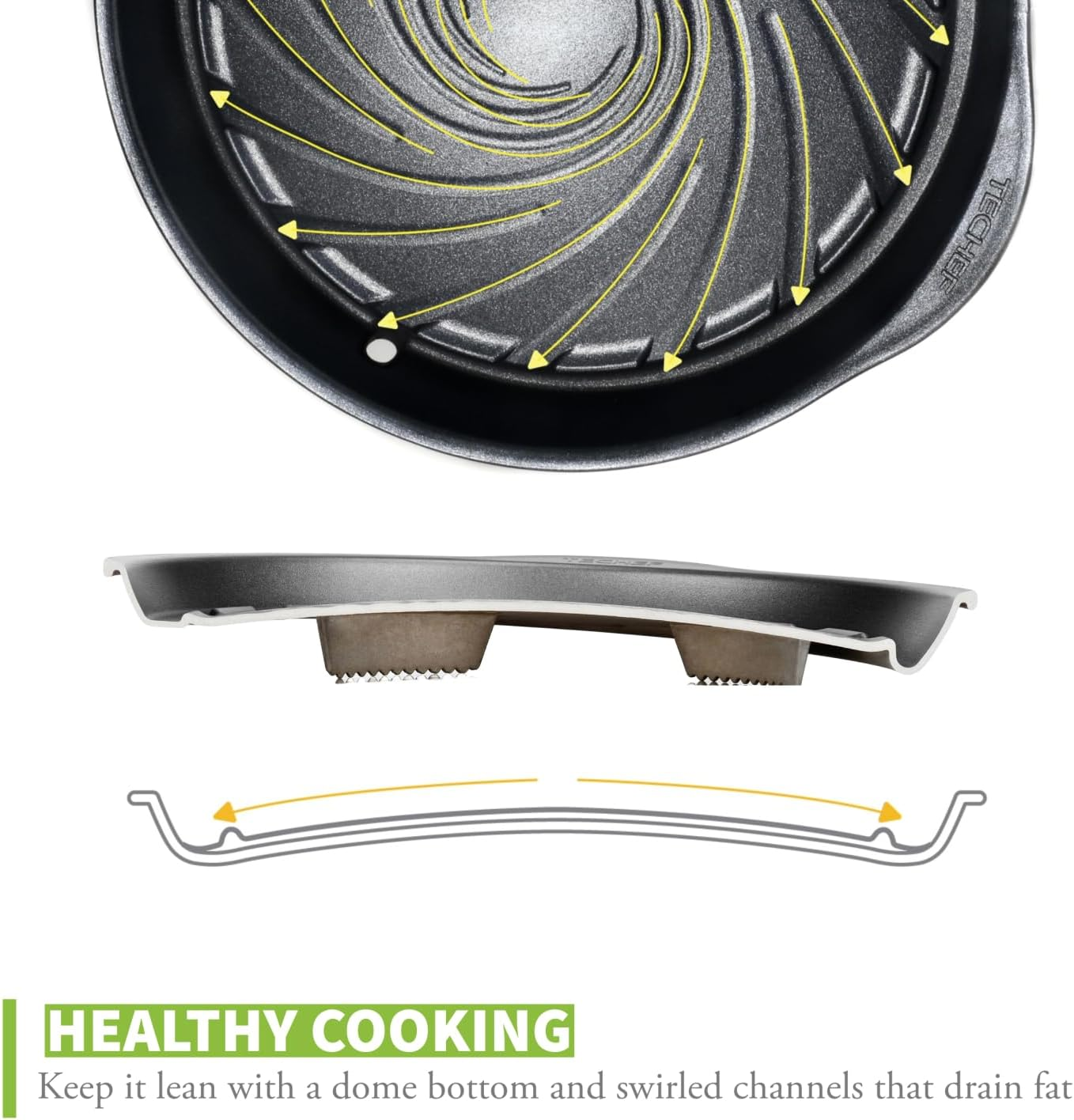 TECHEF - Stovetop Korean BBQ Non-Stick Grill Pan with New Safe Teflon Select Non-Stick Coating (PFOA Free) (Black) - Set image number 6