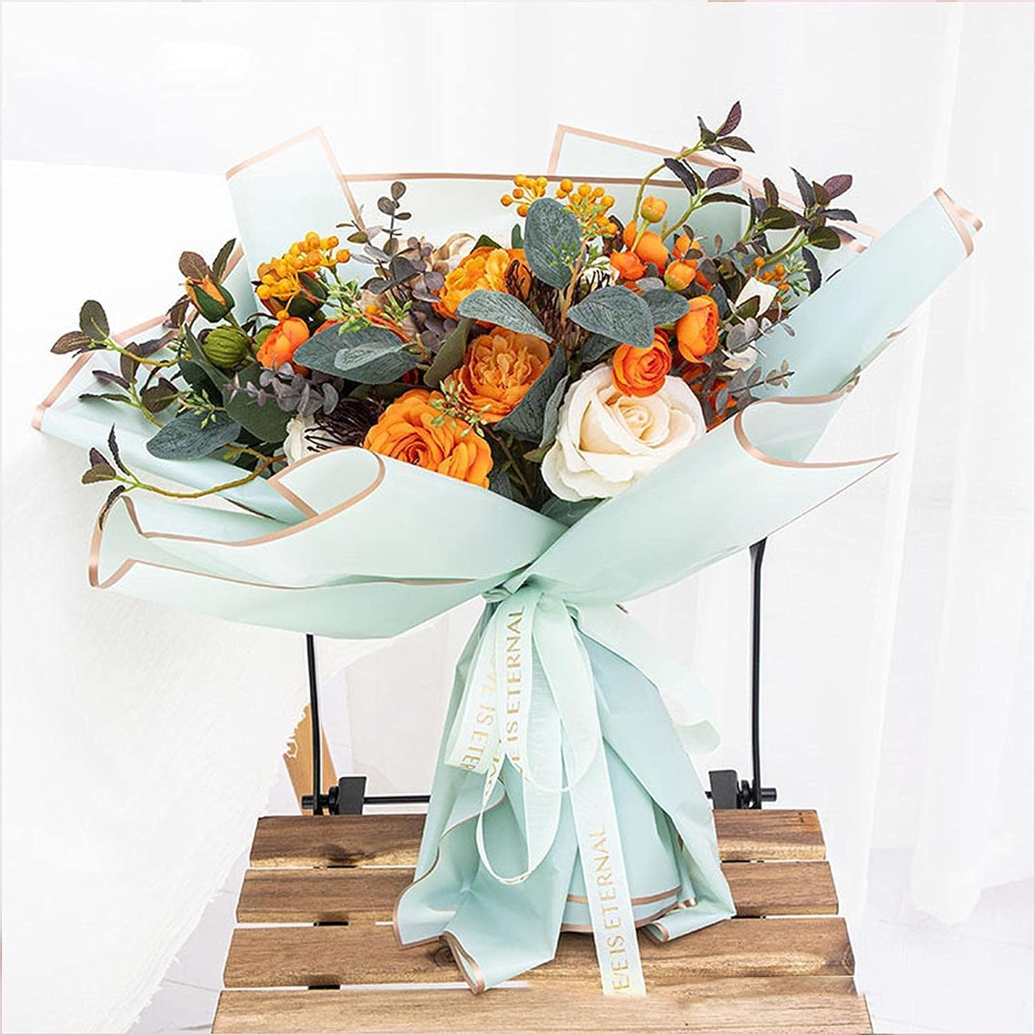 Rstigiker Bouquet Wrapping Paper 20 Sheet, 5 Color Waterproof Flower Wrapping Paper Florist Packaging Paper for Wedding Birthdays Party Decoration Gift Wrap DIY Arts Crafts, 58Cm