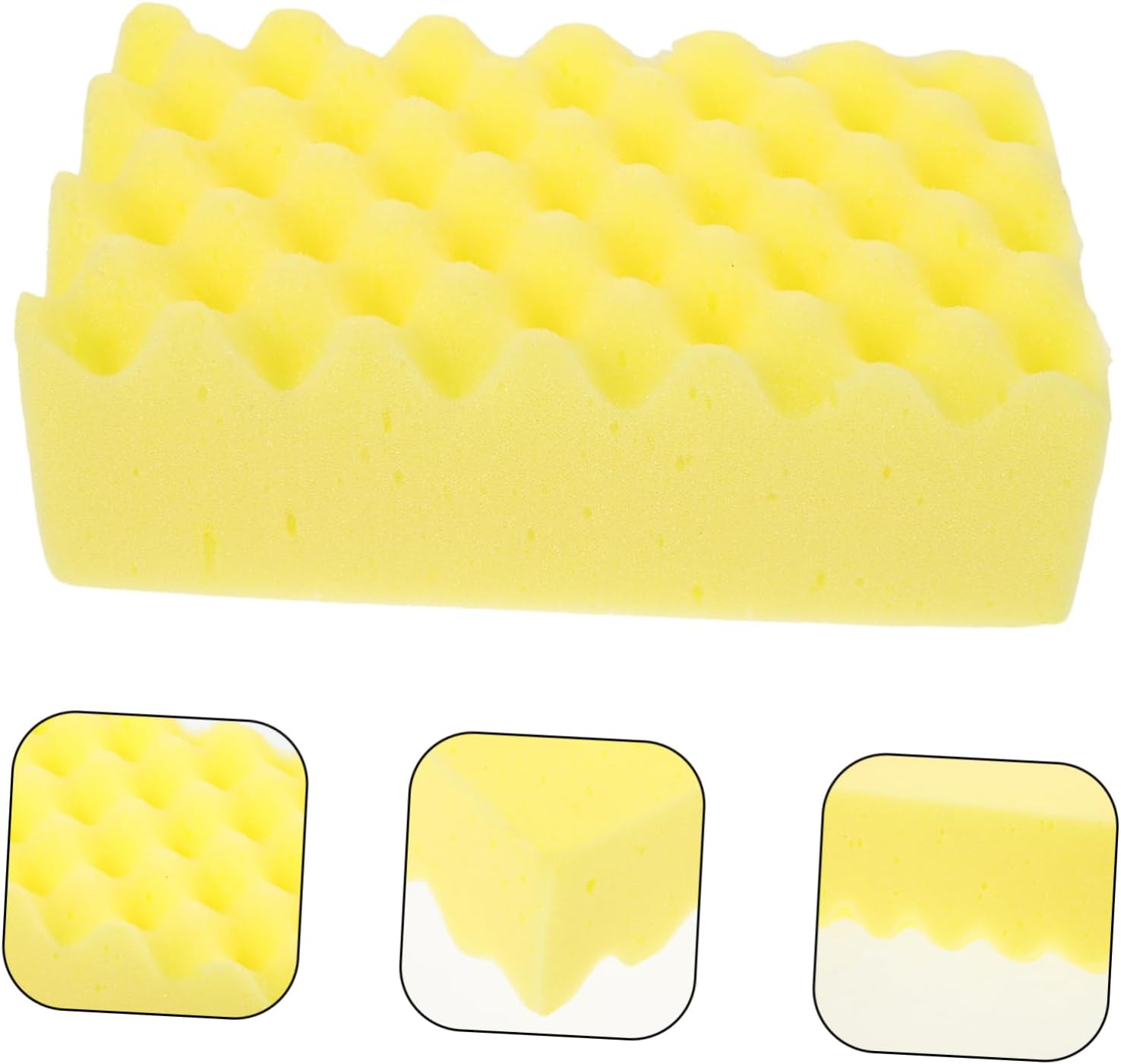 Cabilock Car Cleaning Sponge Scrubber Block, Yellow Honeycomb Wave Pattern, Multipurpose Car Wash Sponge for Exterior Care and Detailing, Sturdy Automotive Cleaning Tool for Scratch-Free Polishing image number 1