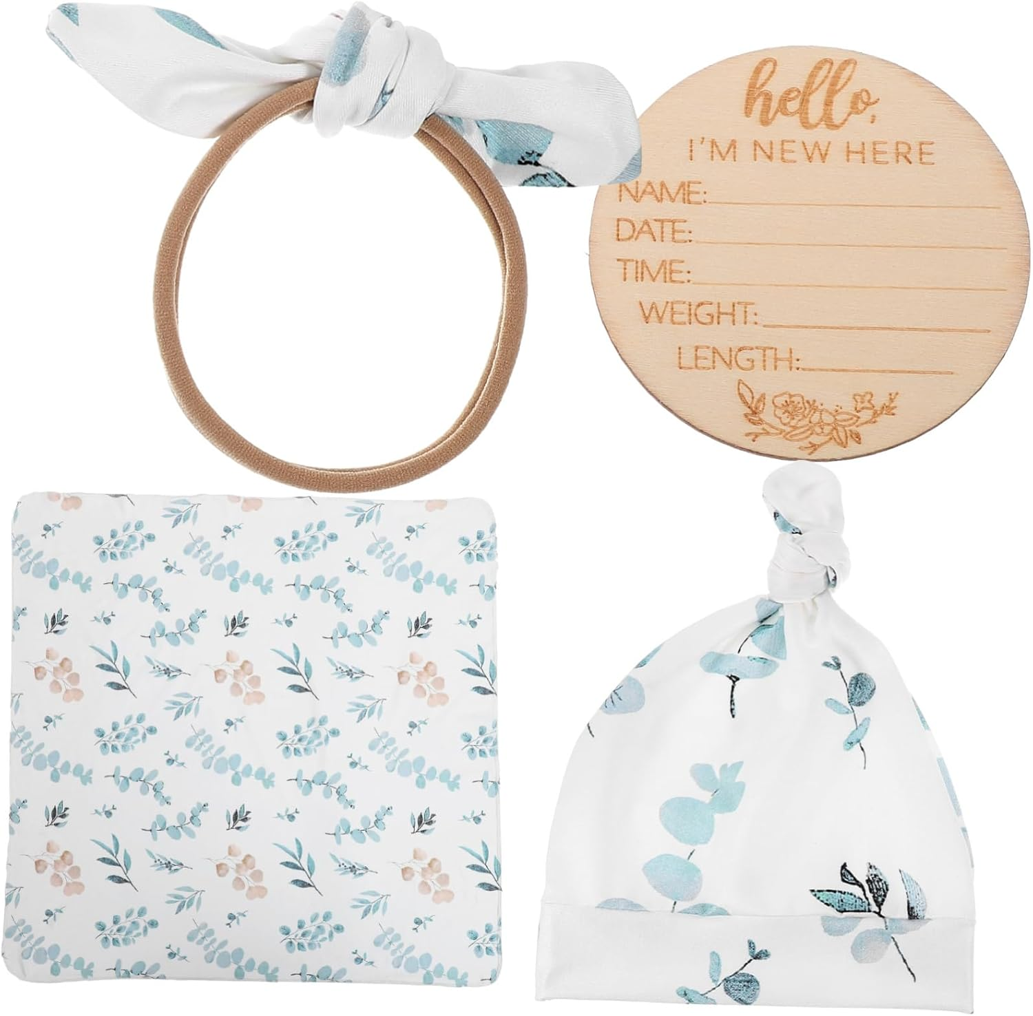 Newborn Swaddle Blanket with Hat and Headband Cute Birth Announcement Sign Soft Polyester Photography Prop for Comfortable Wrapping and Nursing image number 3