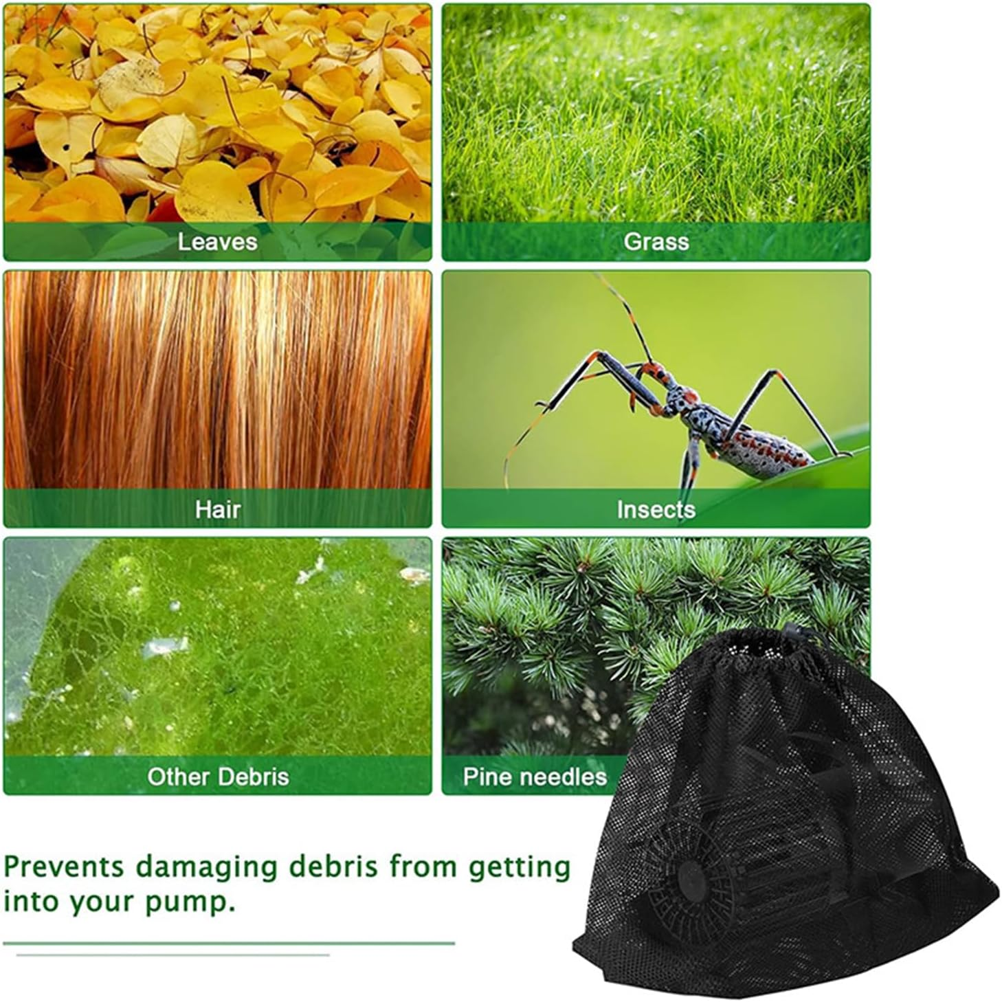 Pump Barrier Bag - Large Capacity Durable Filter Media Bag for Outdoor Pond, Aquarium & Water Garden - Submersible Protective Cage for Biological Filtration (2) image number 3