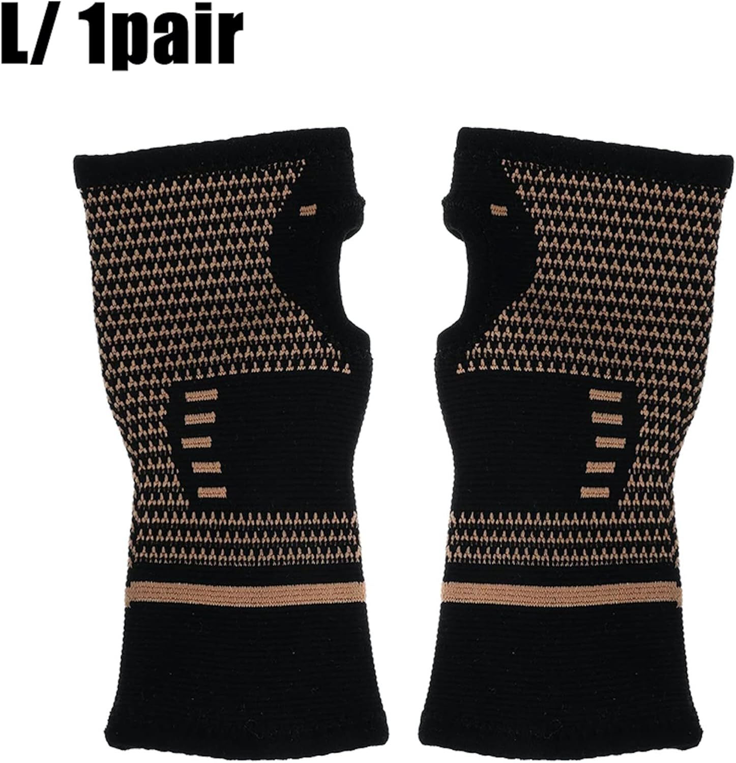 1 Pair Copper Compression Arthritis Gloves Fingerless - Warmth Therapeutic Compression Gloves for Pain Relief, Improve Circulation in Wrist & Hand, Helps with Carpal Tunnel (L Size) image number 3