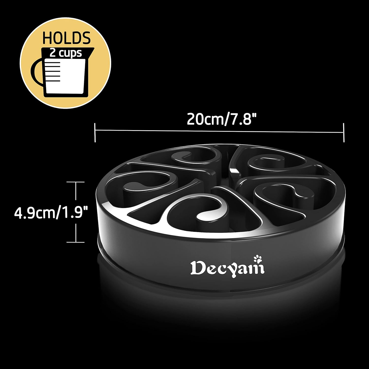 Decyam Slow Feeder Dog Bowl Slow Eating Dog Bowl Pet Puppy Fun Puzzle Feeder Non Skid Bloat Stop Feeding Bowl (Small/Medium, Black) image number 6