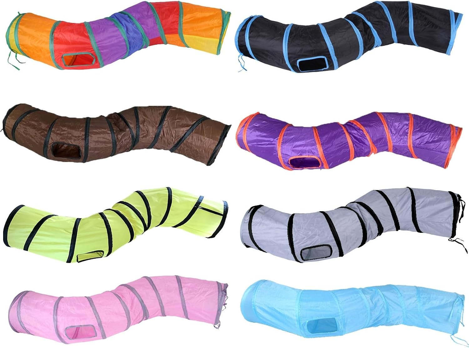 Icagy Cat Tunnel for Indoor Cats Interactive, Rabbit Tunnel Toys, Pet Toys Play Tunnels for Cats Kittens Rabbits Puppies Crinkle Pop up Gray 47" Shape S