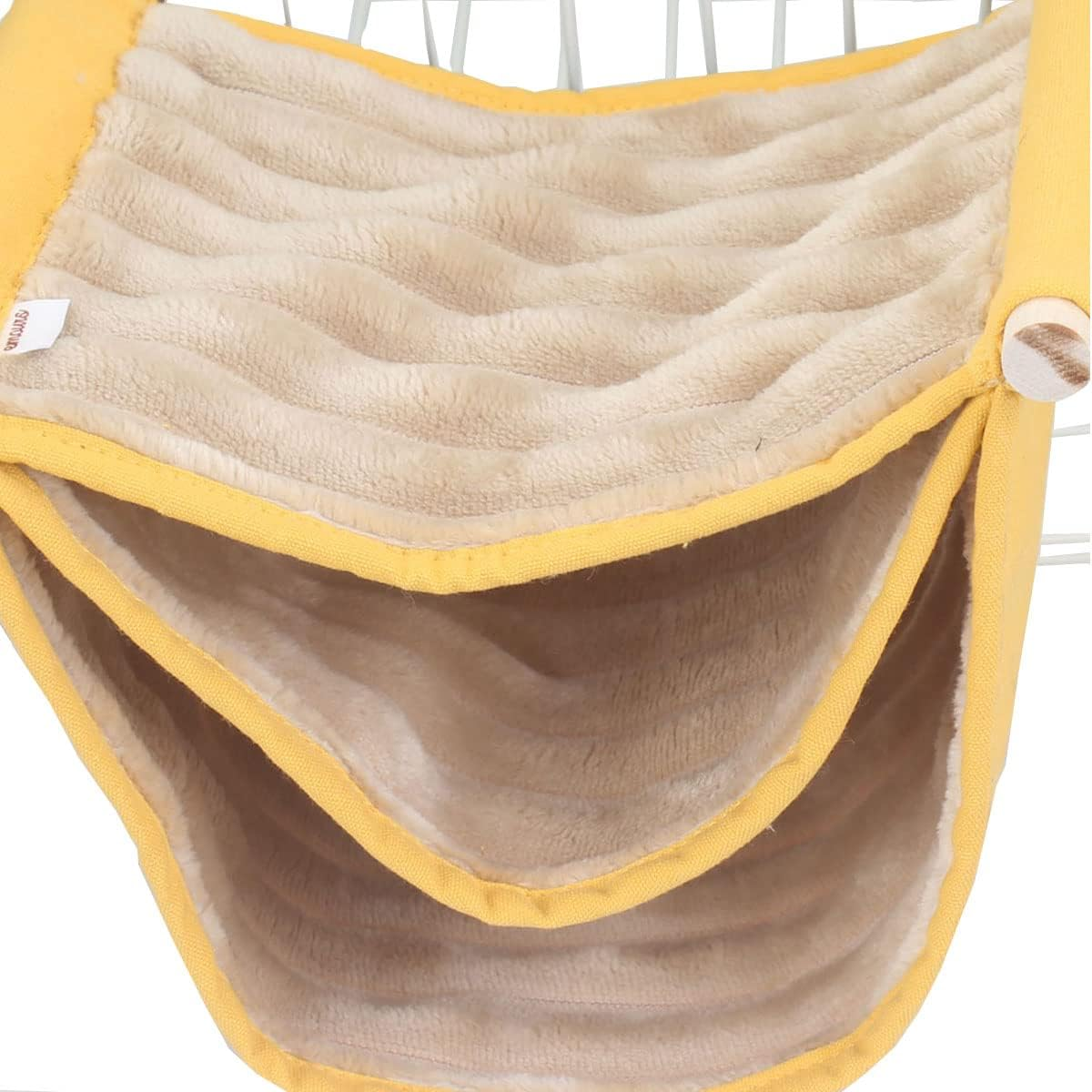 Emours Small Animal Hammock Hamster Parakeets Bed Bird Nest Cage Corner Hideout Triple Play Platform for Parrots Rat Sugar Glider with Warm Fleece (Three Layer) image number 2