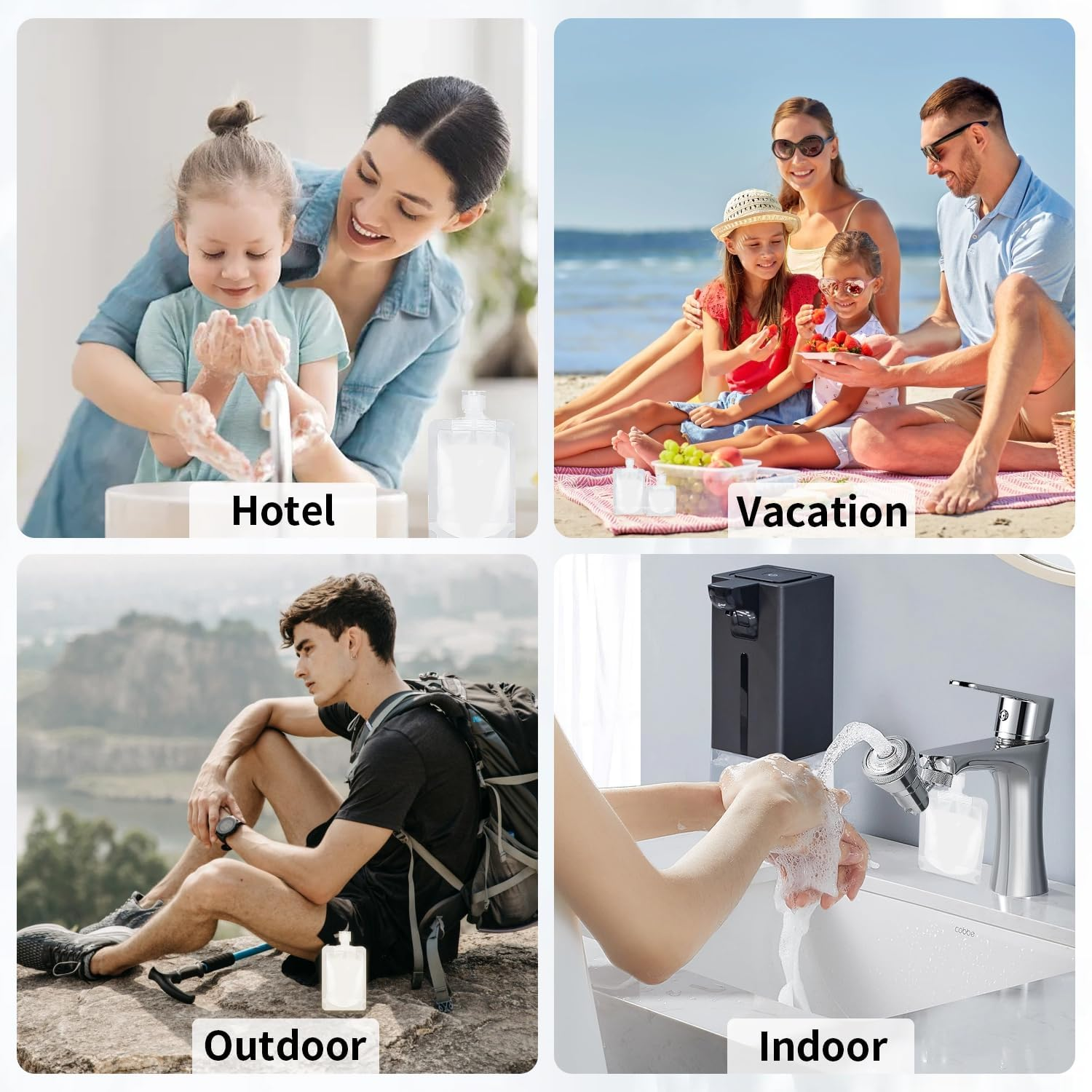 30 PCS Travel Pouches for Toiletries, Funcyboo Travel Size Portable Container with 5 PCS Sticker Leak Proof Travel Pouch Refillable Squeeze Pouch for Shampoo Conditioner Cream Lotion (30/50/100Ml) image number 3